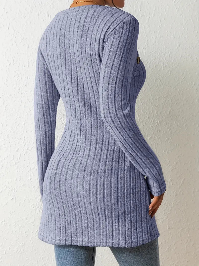 Julia - Haut Asymétrique à Côtes à la Mode