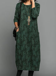 Robe femme élégante à col rond avec poches – Automne
