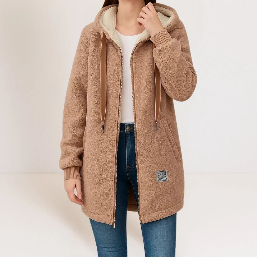 CLAIRE LYON | VESTE FLEECE LONGUE À CAPUCHE POUR FEMMES