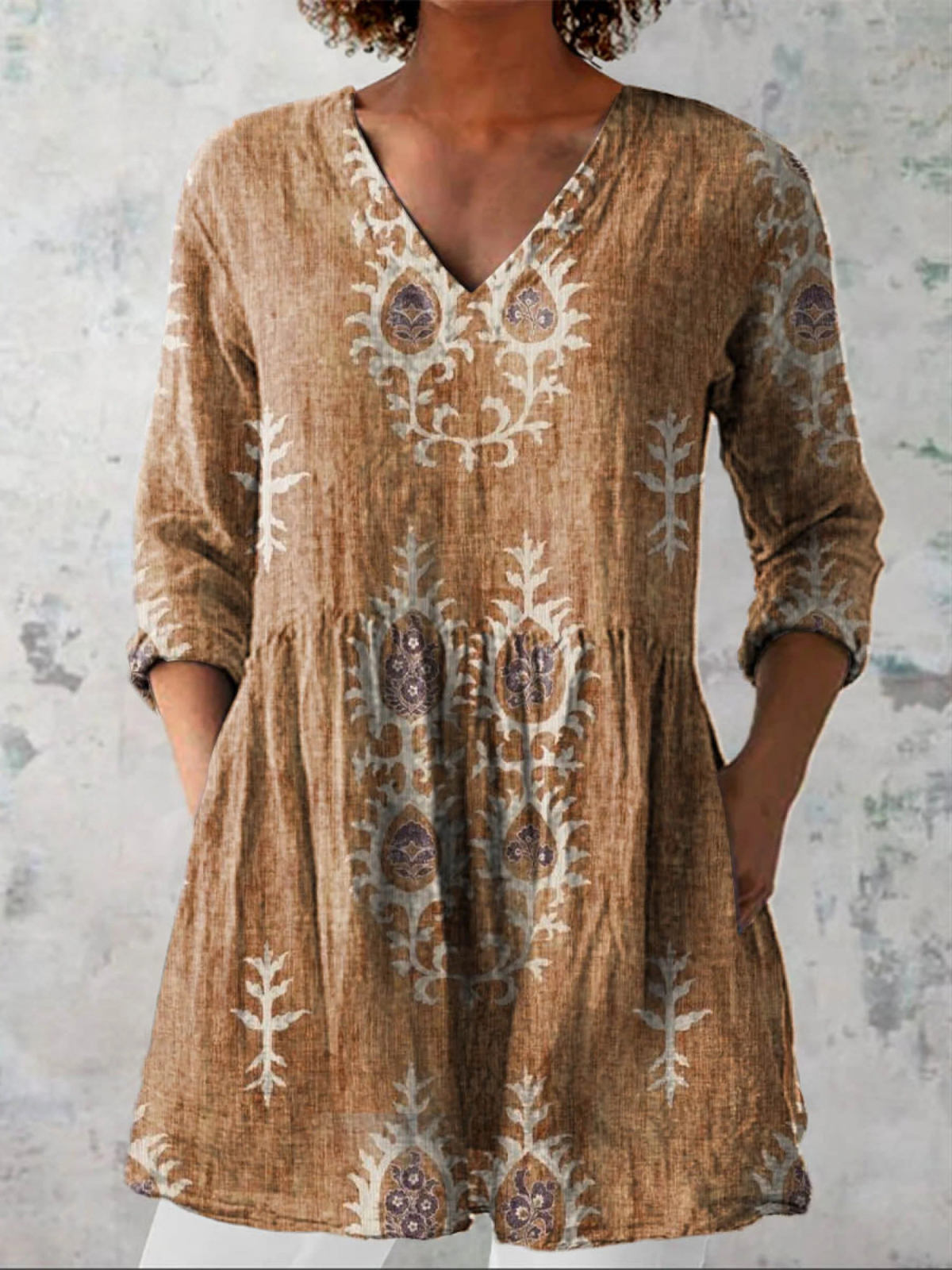 CLAIRE LYON | BLOUSE LONGUE À COL EN V POUR FEMMES