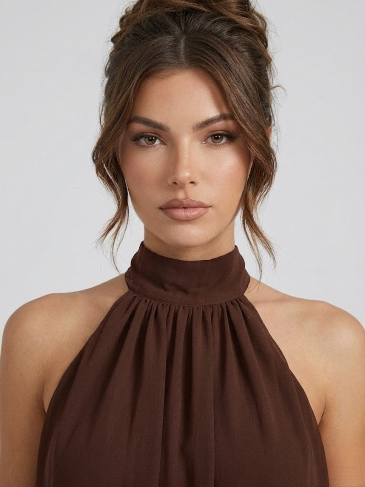 Robe Courte Femme Dos Nu Col Halter - Robe Volantée Hiver