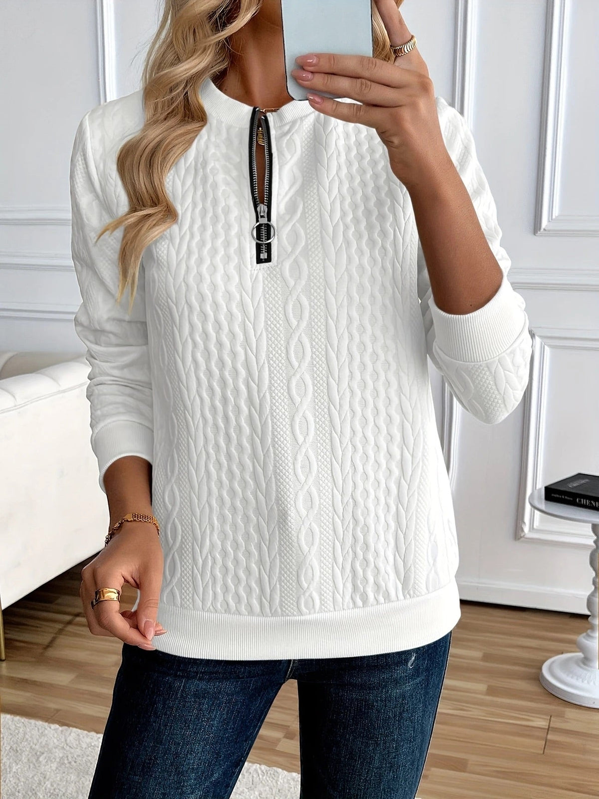 CLAIRE LYON | SWEAT ZIPPÉ TEXTURÉ POUR FEMMES