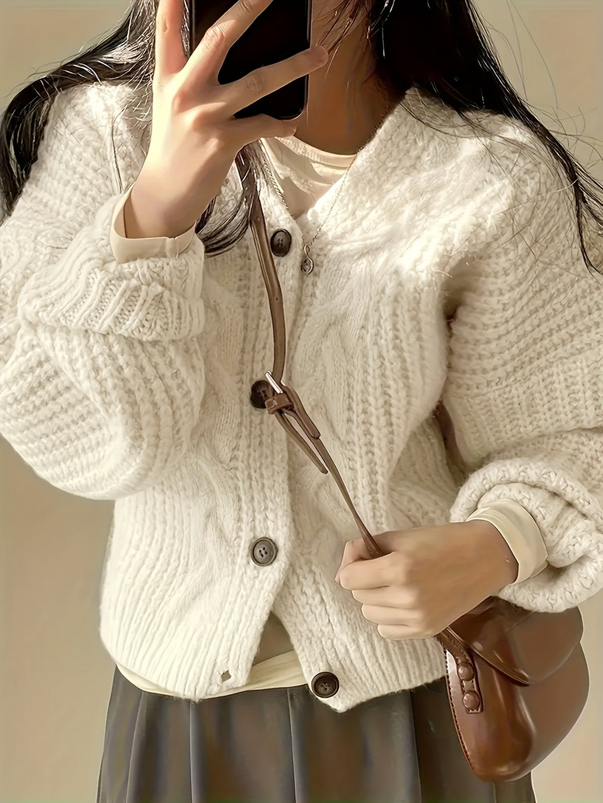 Isabelle - Cardigan Élégant Grosse Maille Torsadé