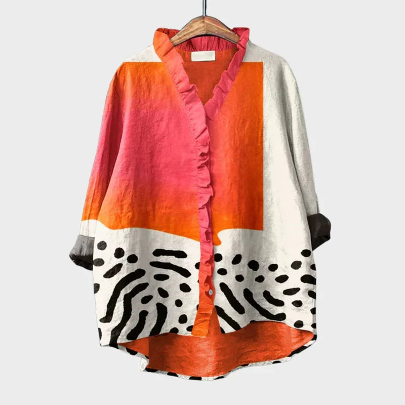 CLAIRE LYON | BLOUSE À COL V VOLANT SUR LE DEVANT POUR FEMME