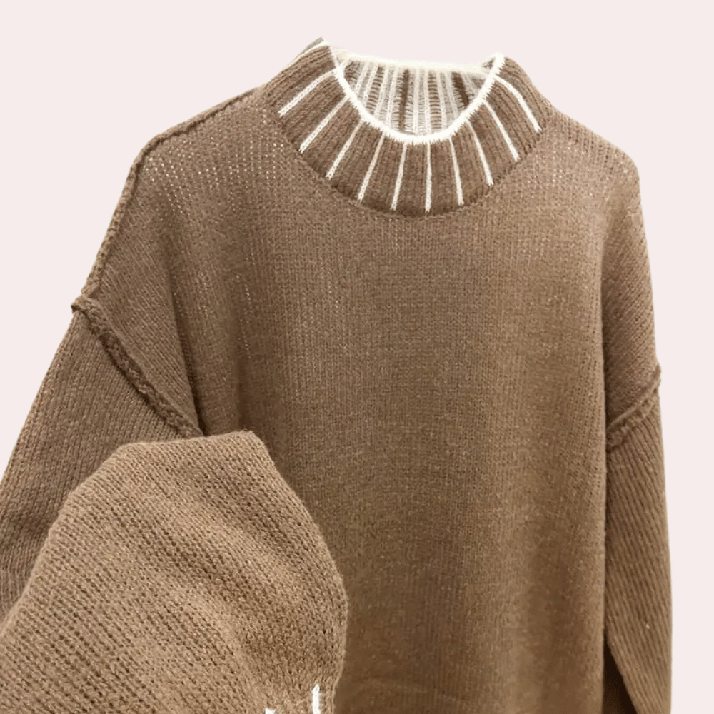 Camille - Pull Maille Col Roulé Oversize Premium Femme