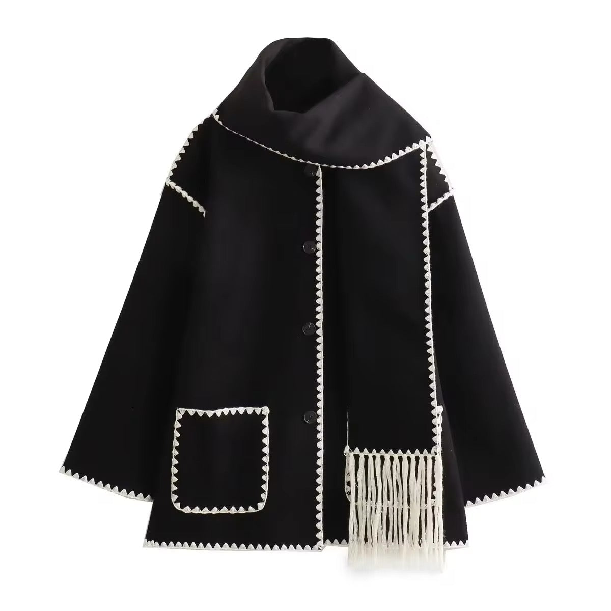 Manteau en maille tweed femme - Col rond, coupe ample