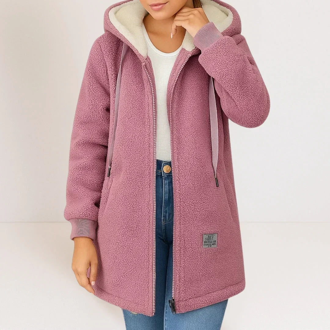 CLAIRE LYON | VESTE FLEECE LONGUE À CAPUCHE POUR FEMMES