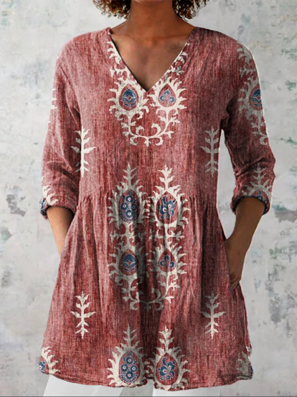 CLAIRE LYON | BLOUSE LONGUE À COL EN V POUR FEMMES