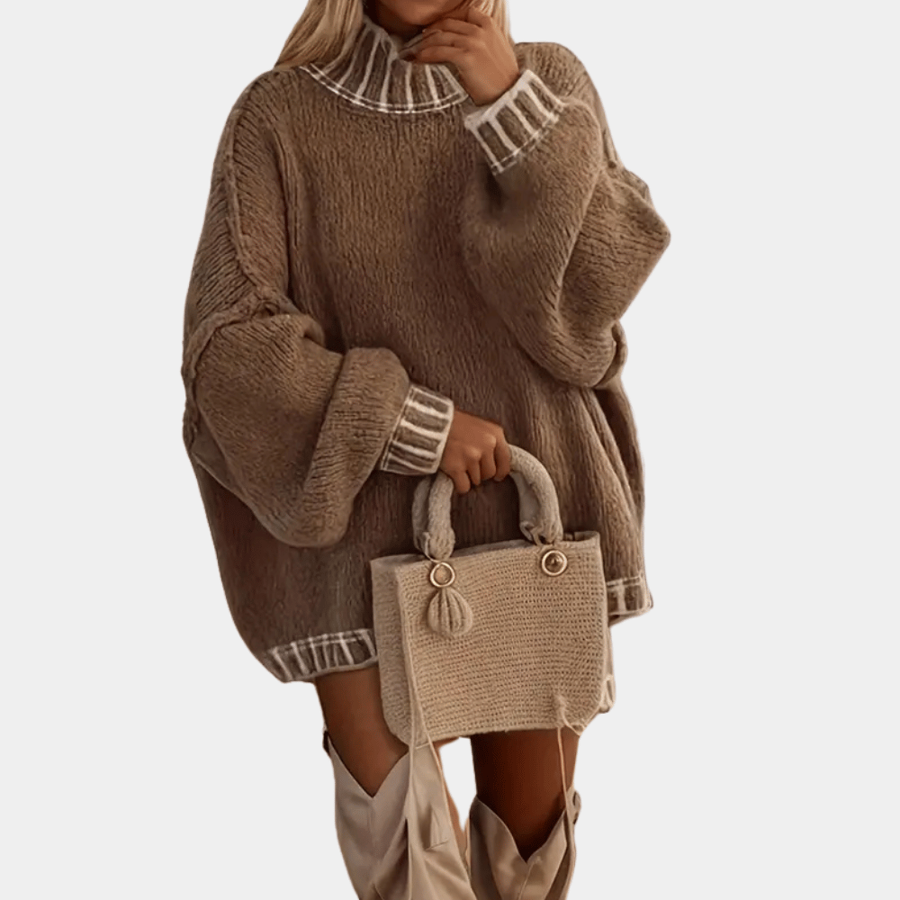 Camille - Pull Maille Col Roulé Oversize Premium Femme