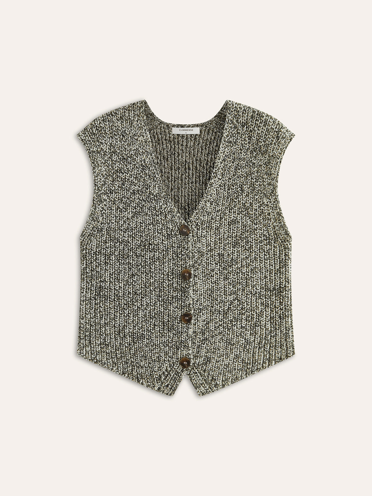 Gilet Femme Tricoté Sans Manches Fermeture Boutonnée Coupe Courte