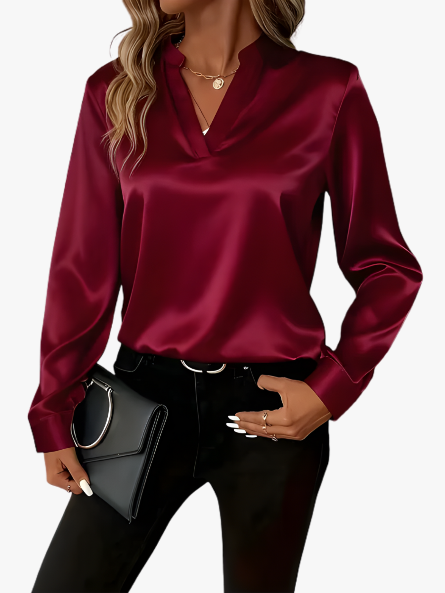 CLAIRE LYON | BLOUSE SATINÉE COL V POUR FEMMES