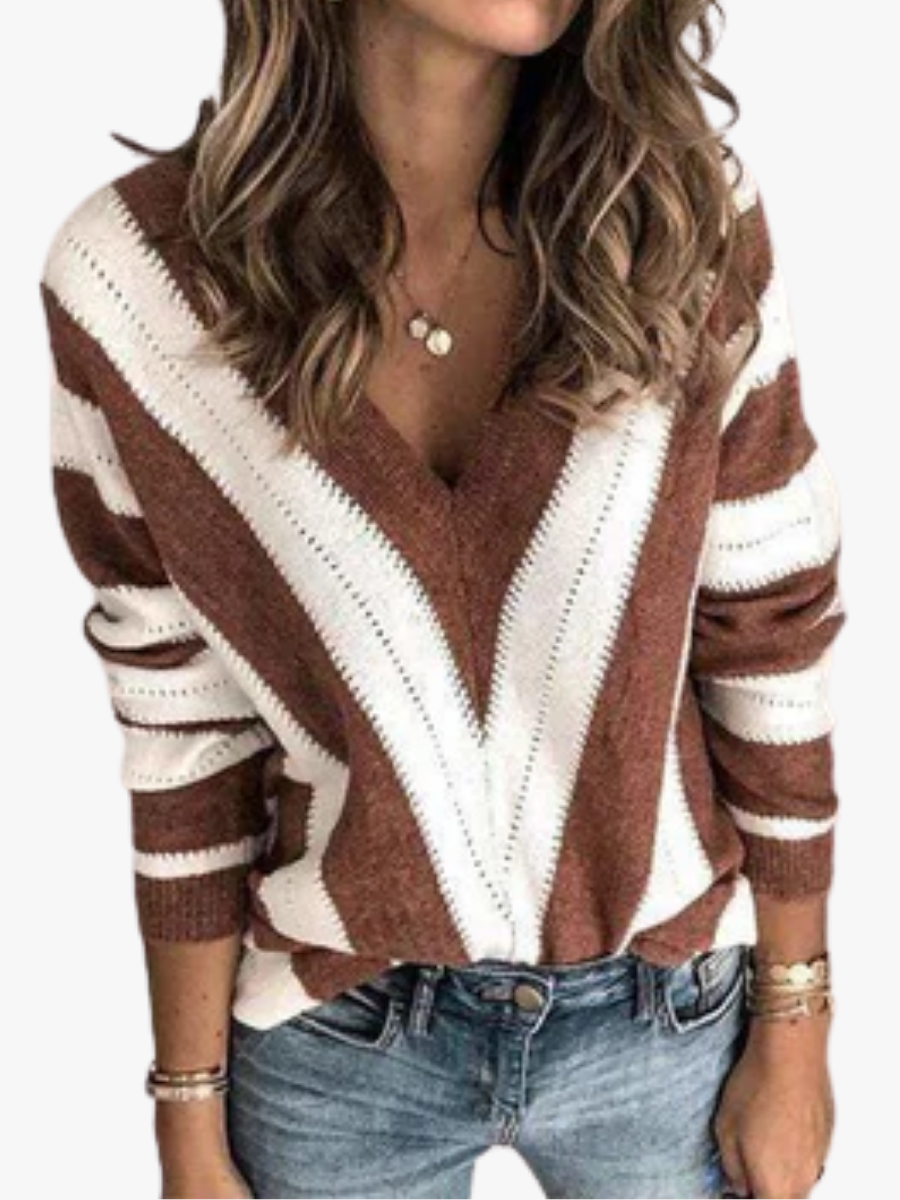 CLAIRE LYON | PULL RAYÉ COL V POUR FEMMES
