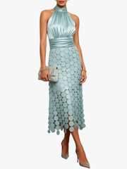 CLAIRE LYON | ROBE MIDI CHIC À COL HALTER POUR FEMMES