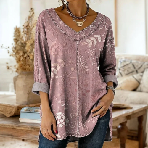 CLAIRE LYON | BLOUSE IMPRIMÉE COL V POUR FEMME