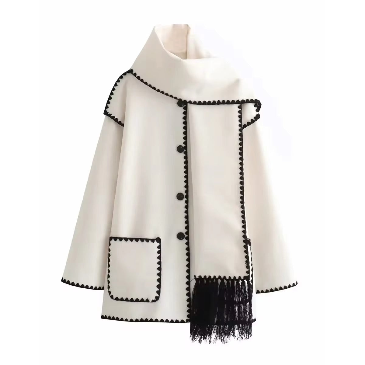 Manteau en maille tweed femme - Col rond, coupe ample