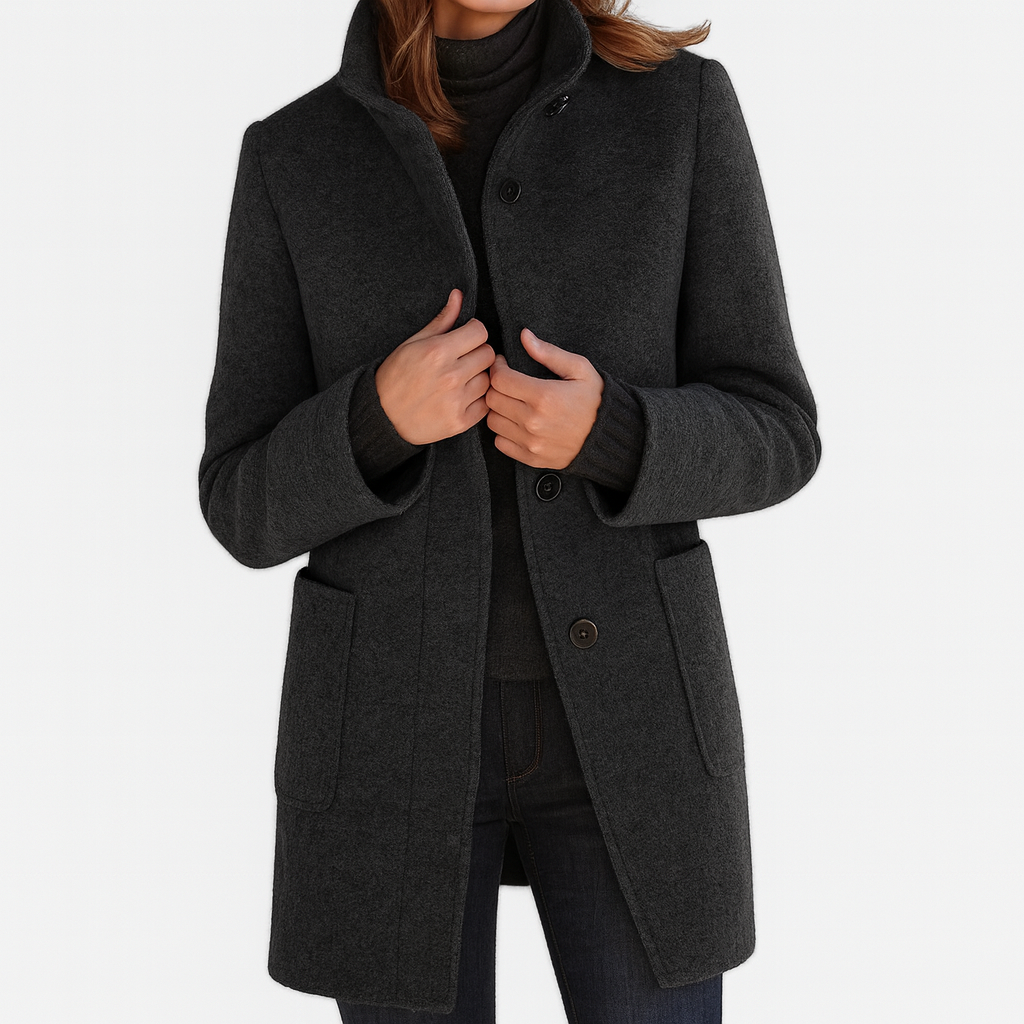 Veste femme en maille mélangée - Col montant, élégante et chaude