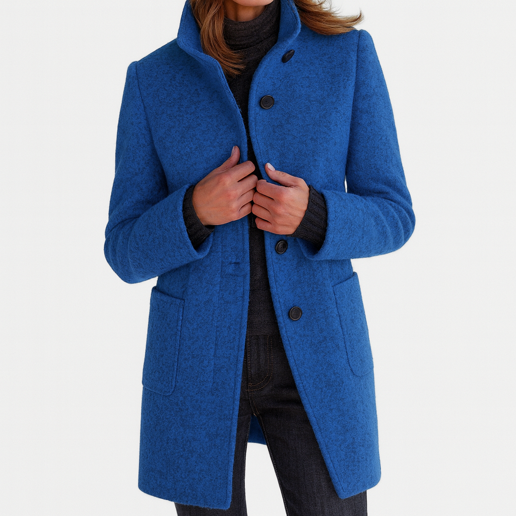 Veste femme en maille mélangée - Col montant, élégante et chaude