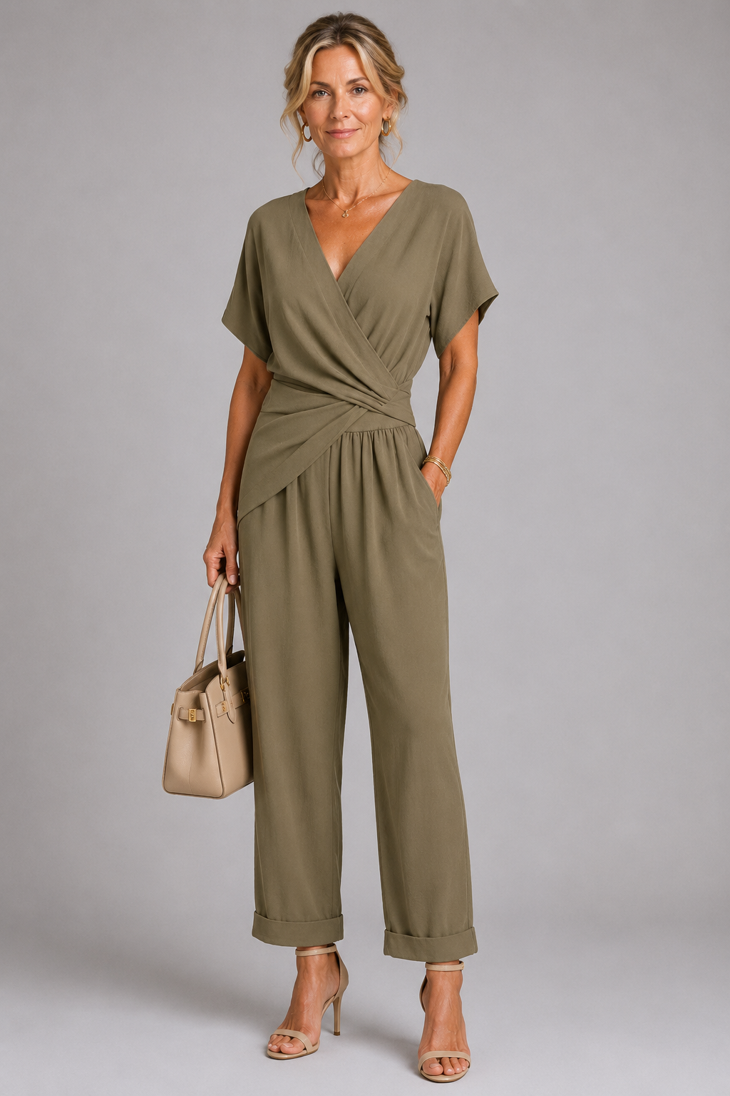 CLAIRE LYON | ENSEMBLE PANTALON LARGE STYLE WRAP POUR FEMMES