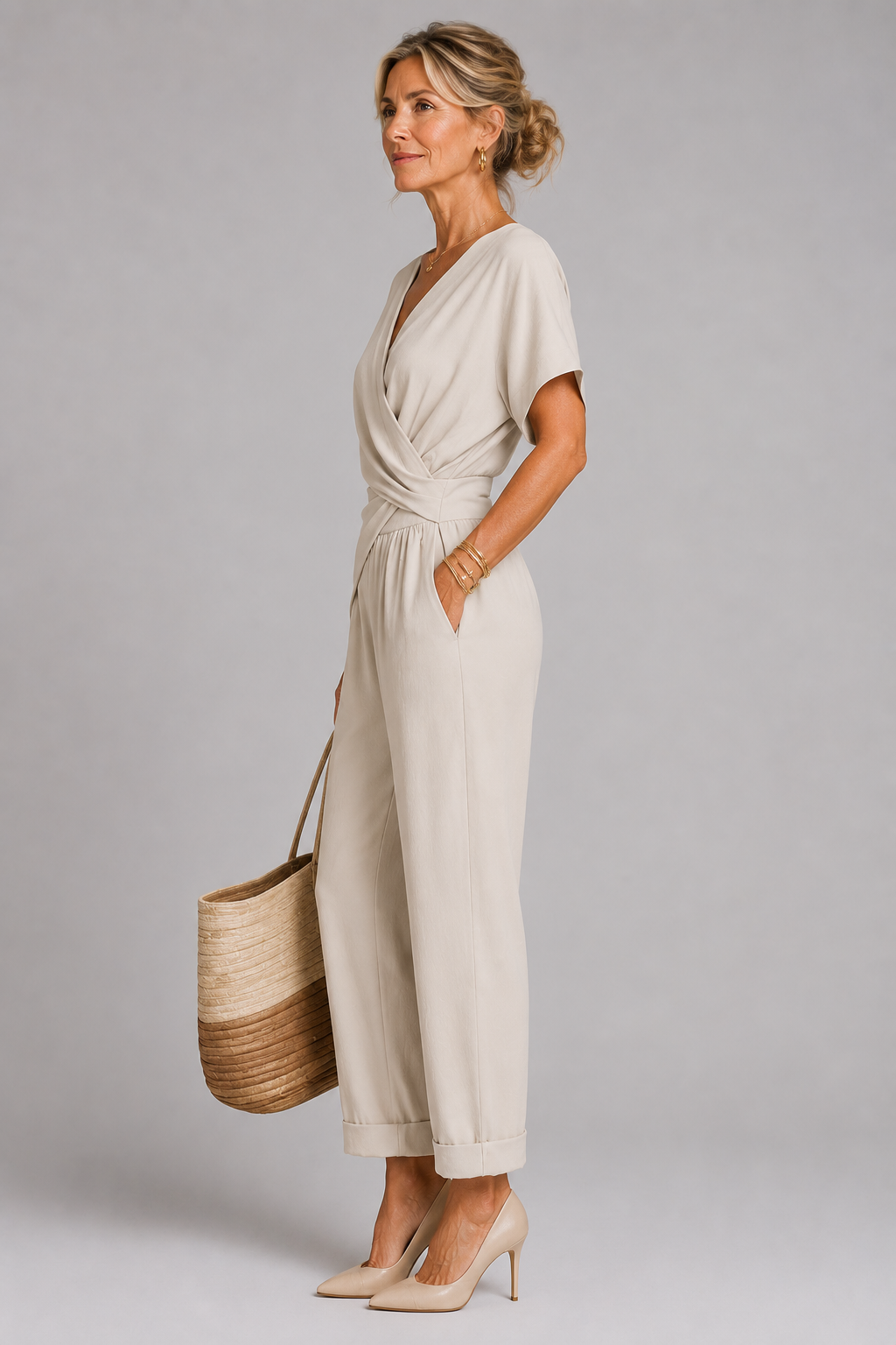 CLAIRE LYON | ENSEMBLE PANTALON LARGE STYLE WRAP POUR FEMMES