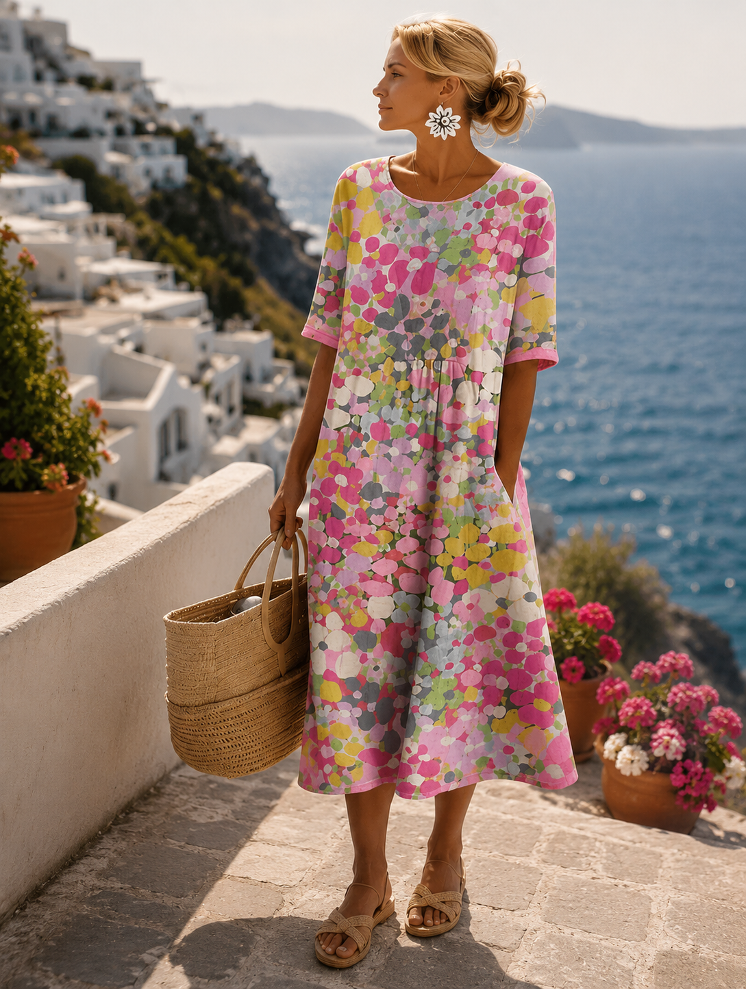 CLAIRE LYON | ROBE MIDI FLEURIE ÉLÉGANTE POUR FEMMES