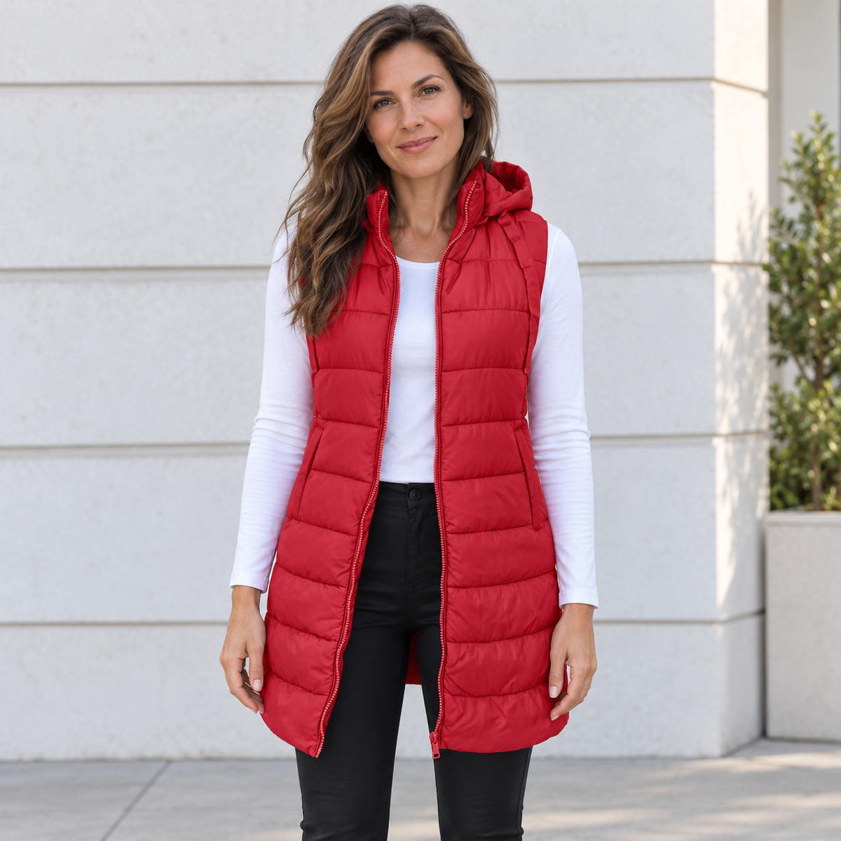 CLAIRE LYON | GILET LONG MATELASSÉ À CAPUCHE POUR FEMMES
