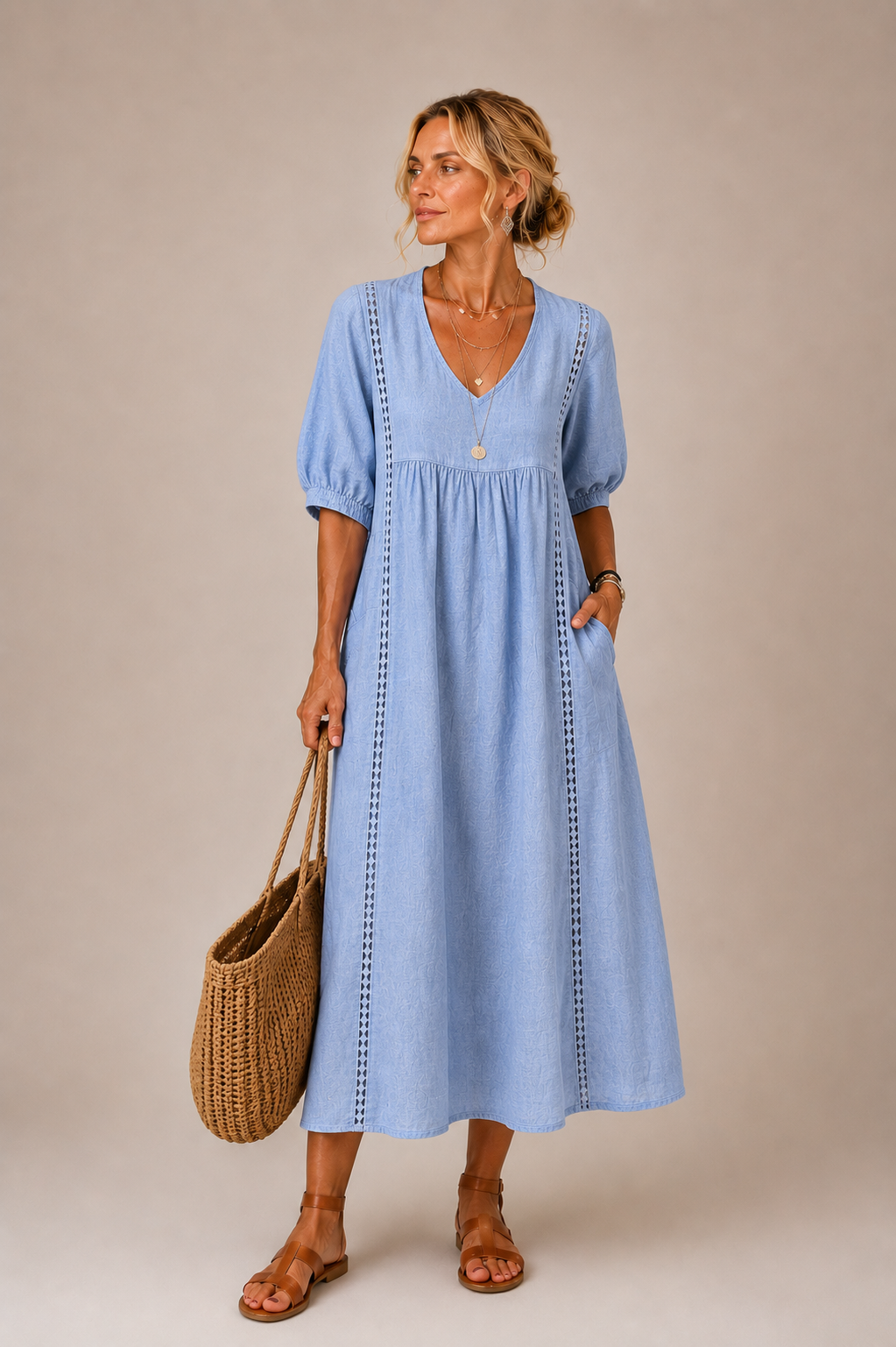 CLAIRE LYON | ROBE EN LIN ET DENTELLE POUR FEMME