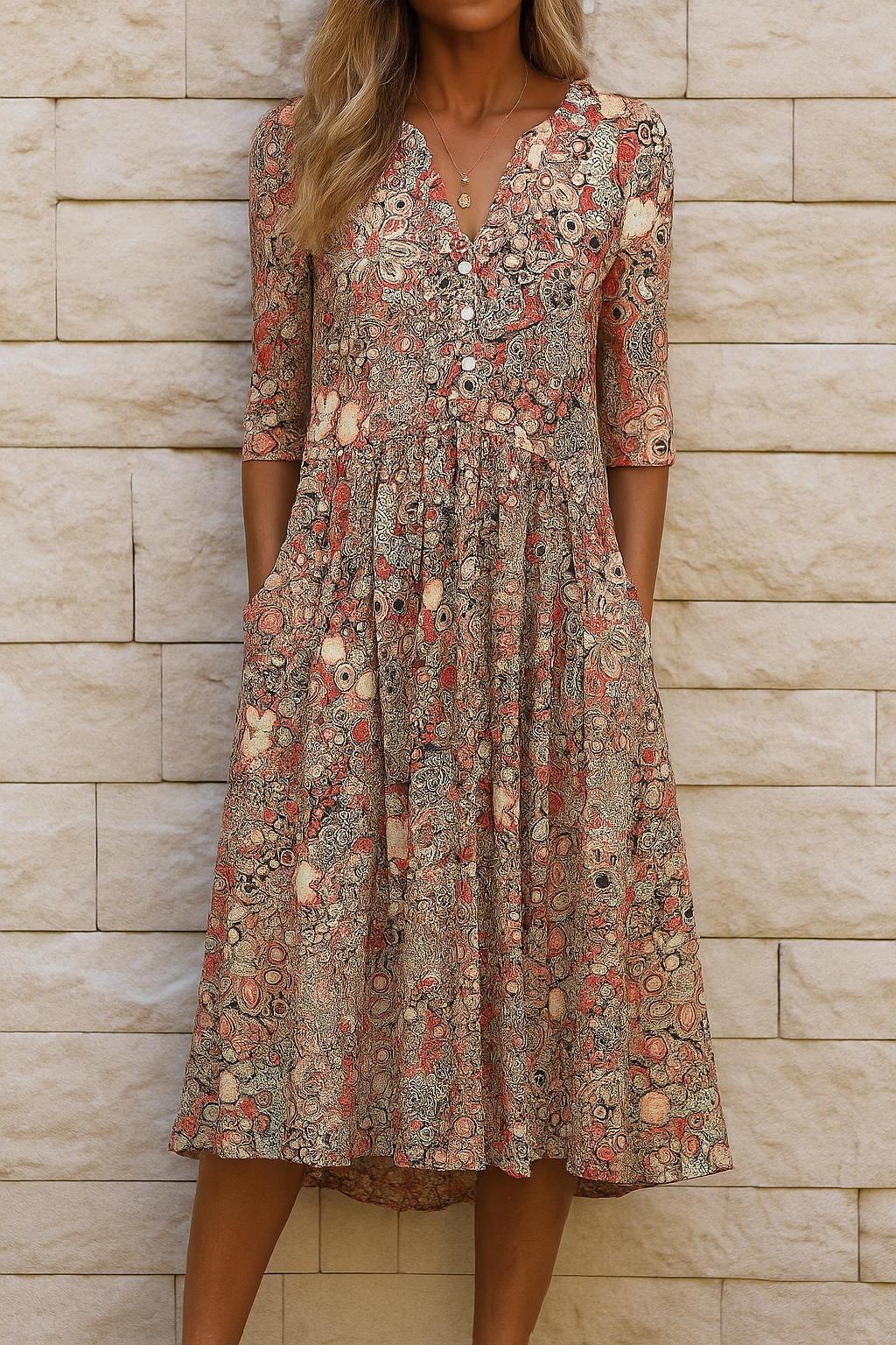 CLAIRE LYON | ROBE MIDI IMPRIMÉE ÉLÉGANTE POUR FEMMES