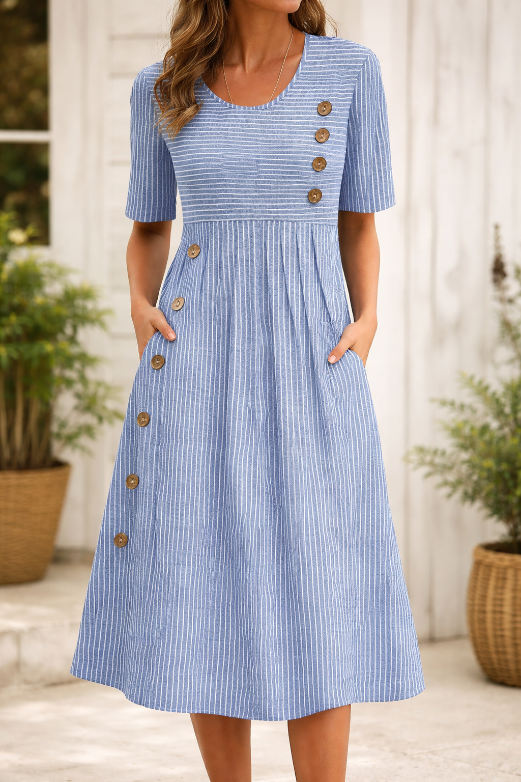 CLAIRE LYON | ROBE MIDI À RAYURES POUR FEMMES