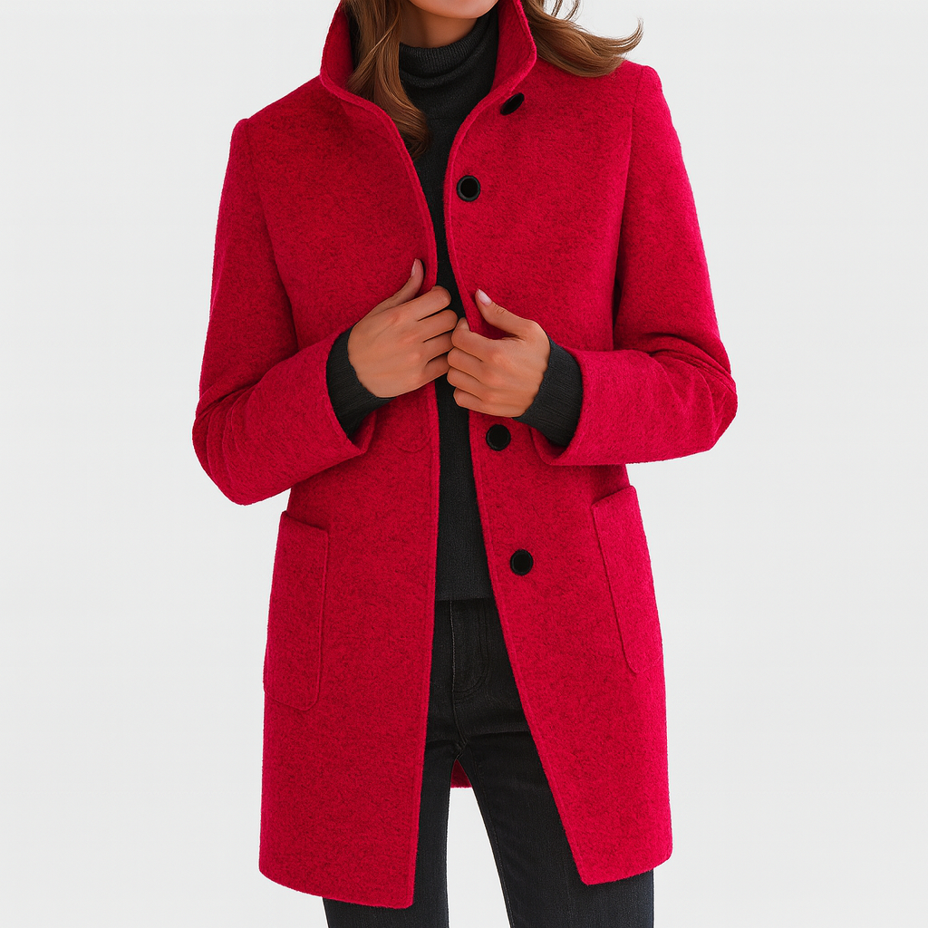 Veste femme en maille mélangée - Col montant, élégante et chaude