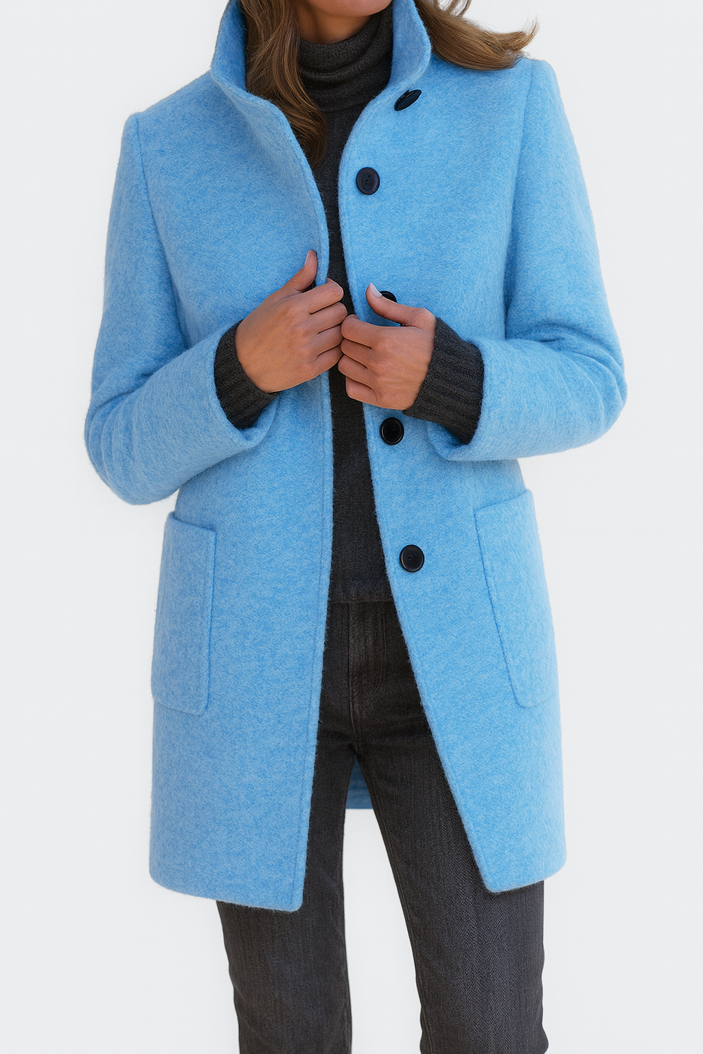 Veste femme en maille mélangée - Col montant, élégante et chaude
