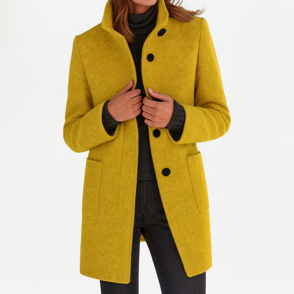 Veste femme en maille mélangée - Col montant, élégante et chaude