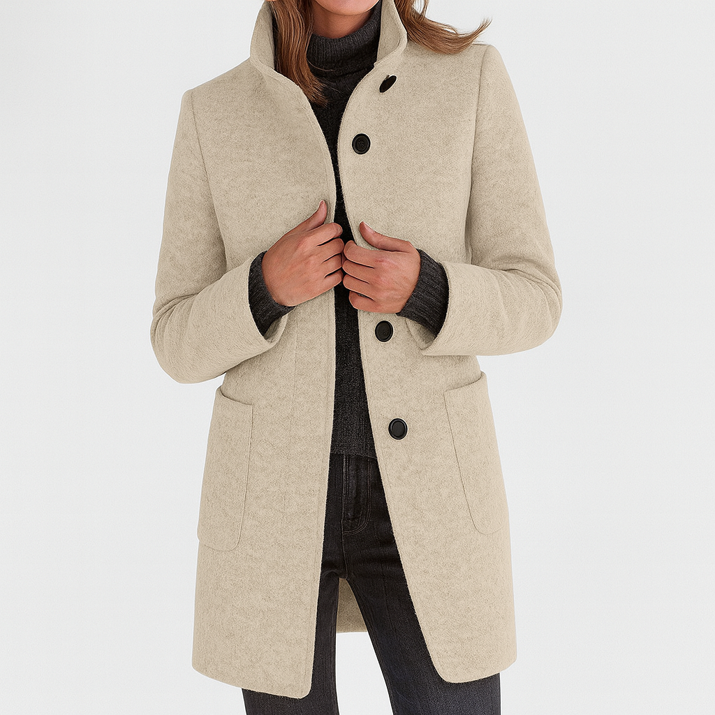 Veste femme en maille mélangée - Col montant, élégante et chaude