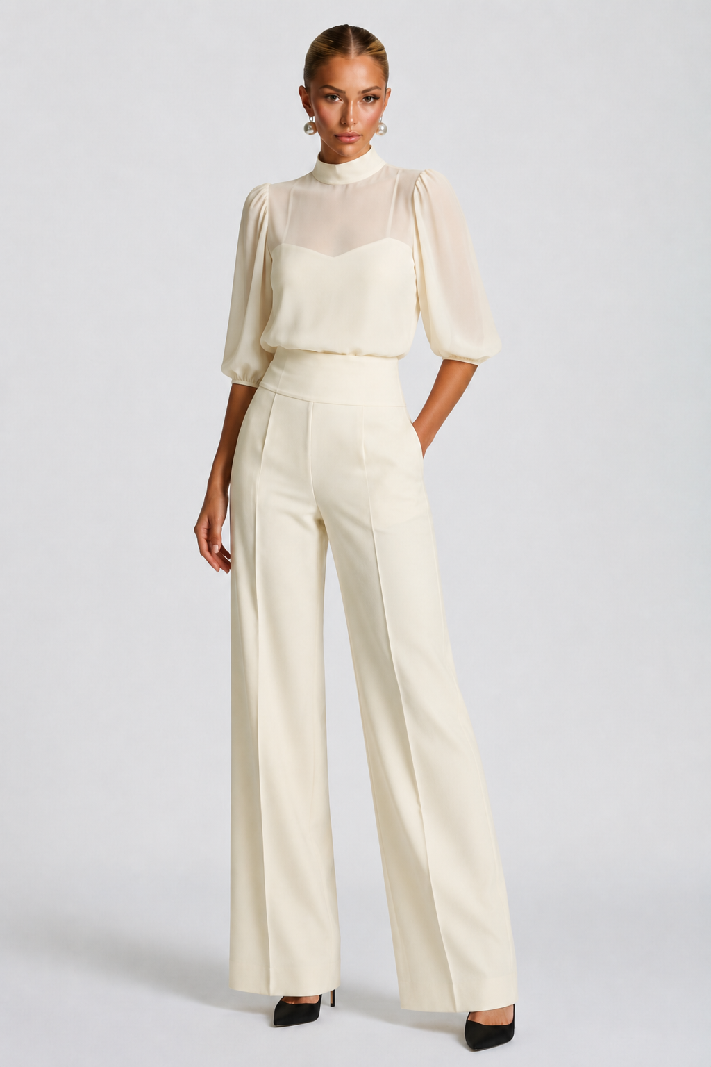 Éléonore - Ensemble Chic 3 Pièces à Jambes Larges
