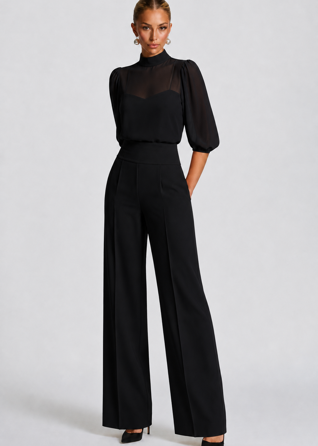 Éléonore - Ensemble Chic 3 Pièces à Jambes Larges