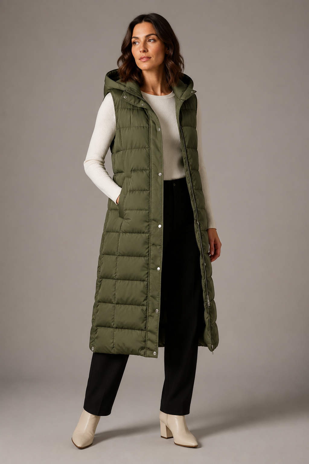 CLAIRE LYON | GILET LONGUE À CAPUCHE POUR FEMMES