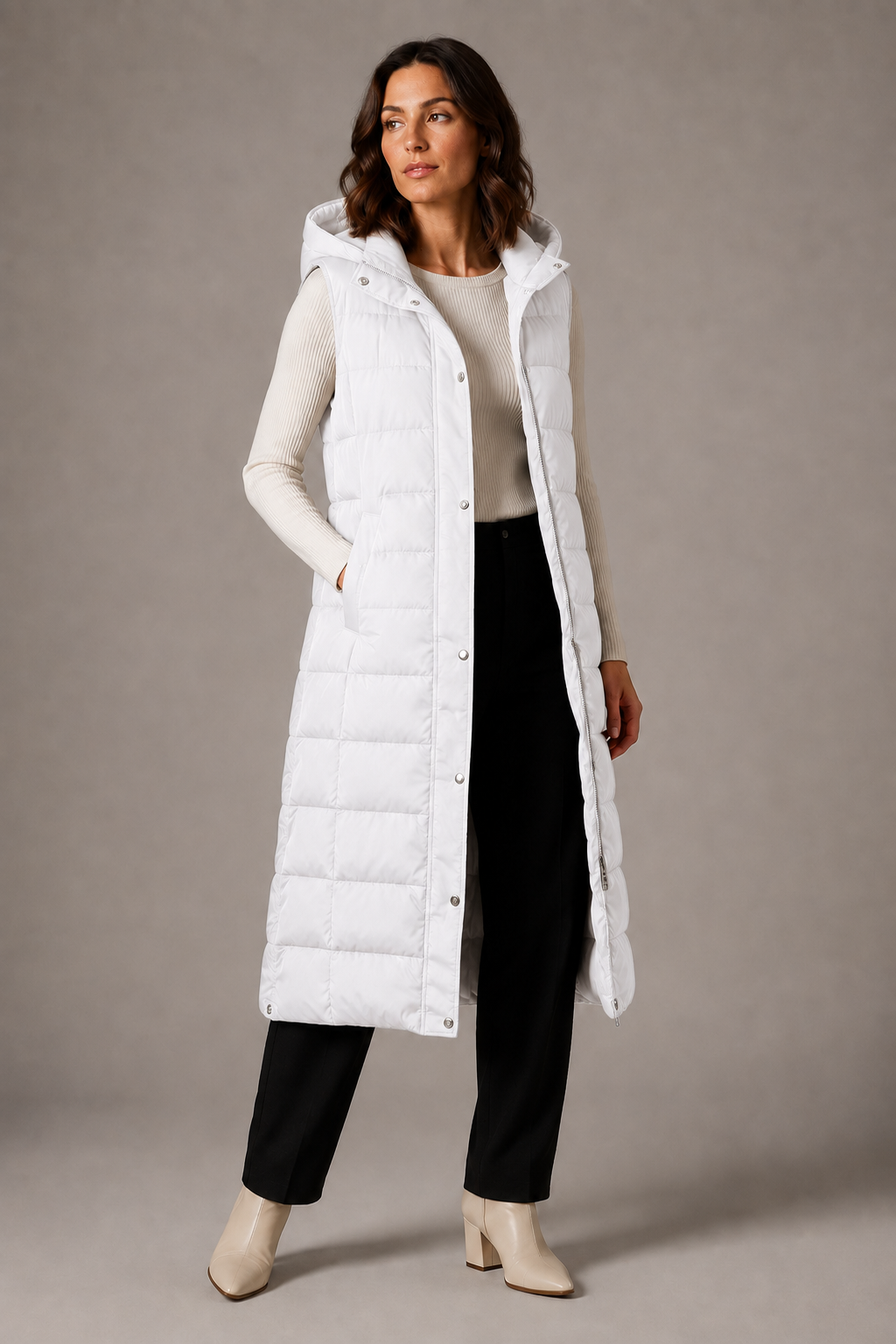 CLAIRE LYON | GILET LONGUE À CAPUCHE POUR FEMMES
