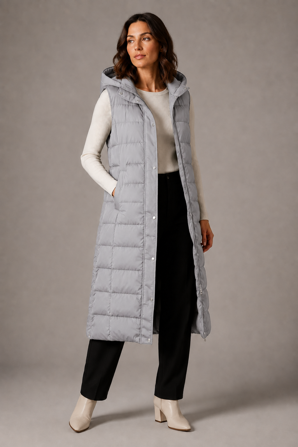 CLAIRE LYON | GILET LONGUE À CAPUCHE POUR FEMMES