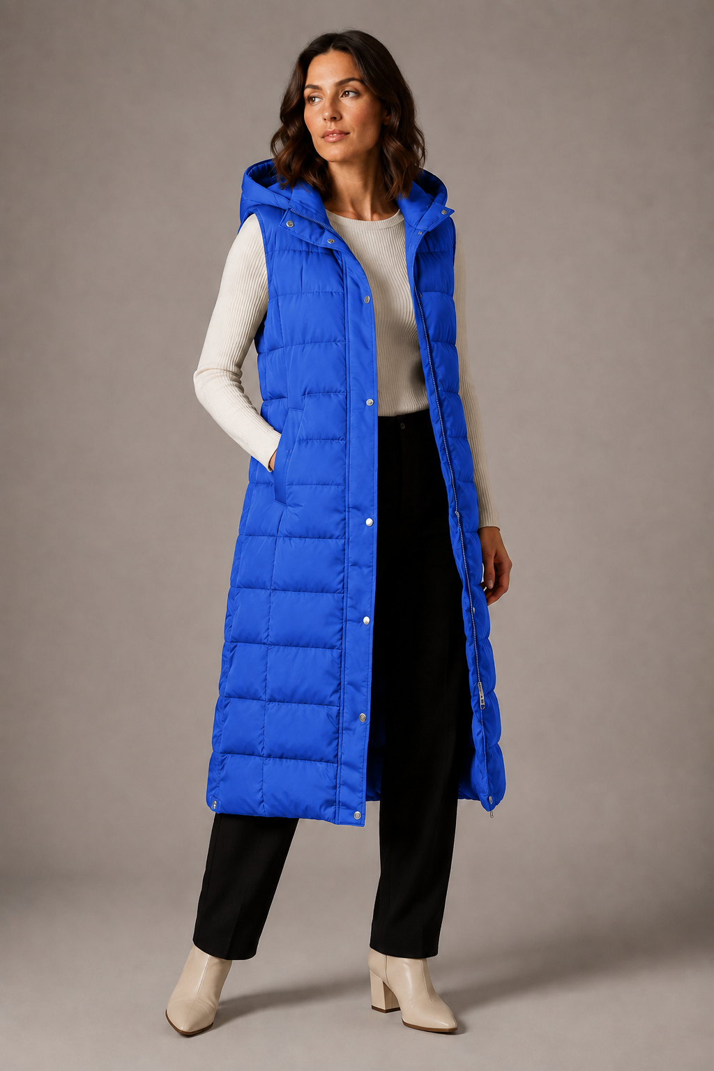 CLAIRE LYON | GILET LONGUE À CAPUCHE POUR FEMMES
