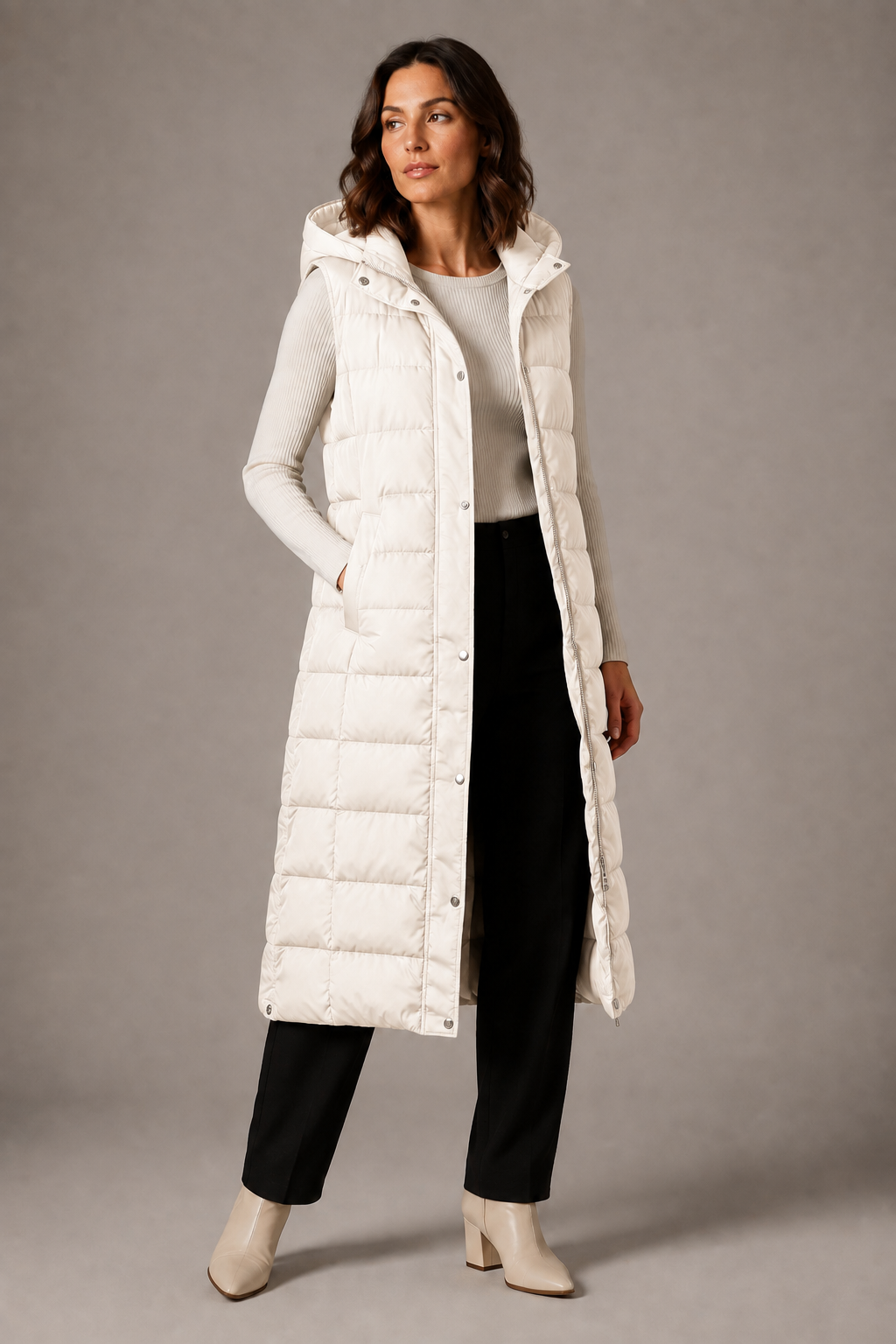 CLAIRE LYON | GILET LONGUE À CAPUCHE POUR FEMMES