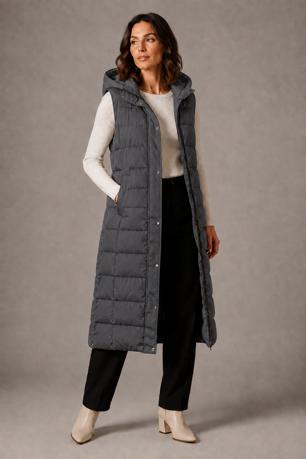 CLAIRE LYON | GILET LONGUE À CAPUCHE POUR FEMMES