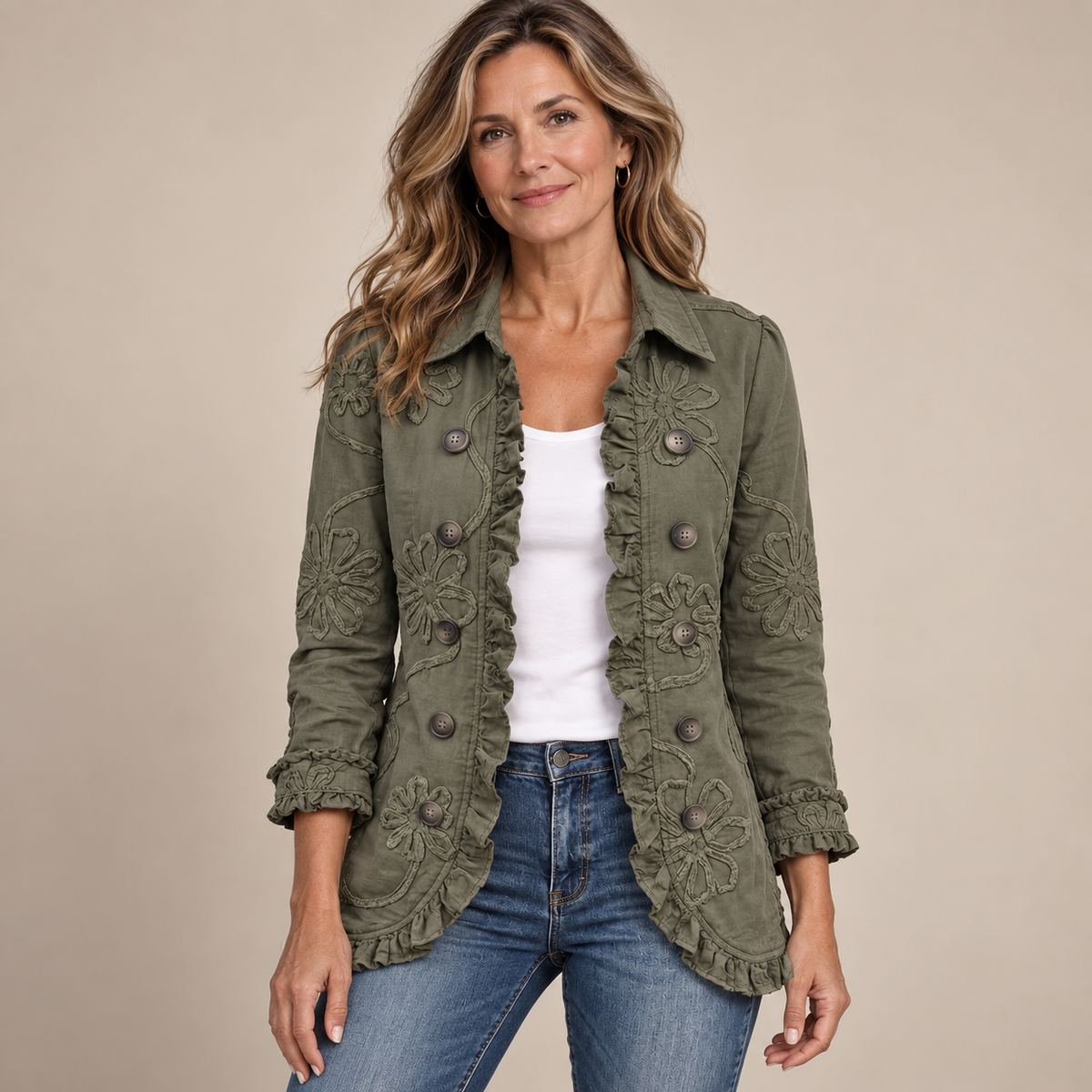 CLAIRE LYON | VESTE BRODÉE À VOLANTS POUR FEMMES