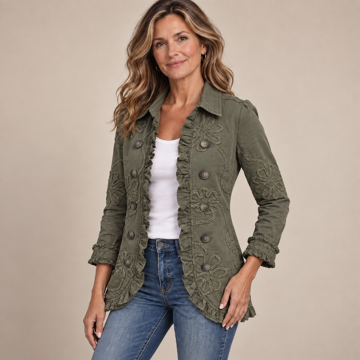 CLAIRE LYON | VESTE BRODÉE À VOLANTS POUR FEMMES