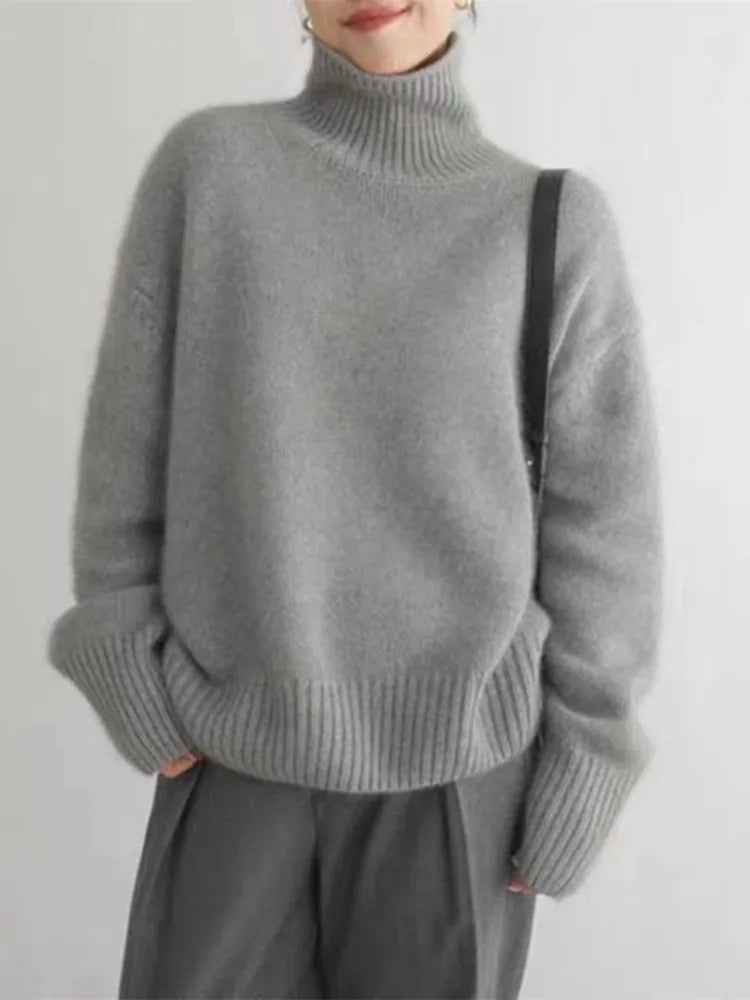 Isabella - Pull en Maille avec Col Montant