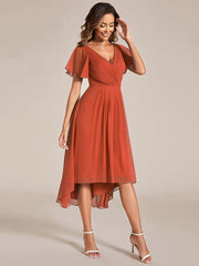 Robe femme d’invitée de mariage chic col V coupe fluide élégante