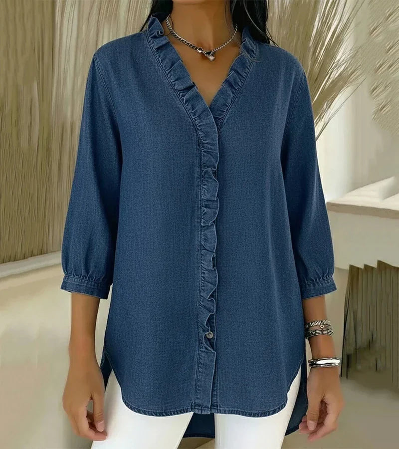 CLAIRE LYON | BLOUSE EN DENIM COL V POUR FEMME