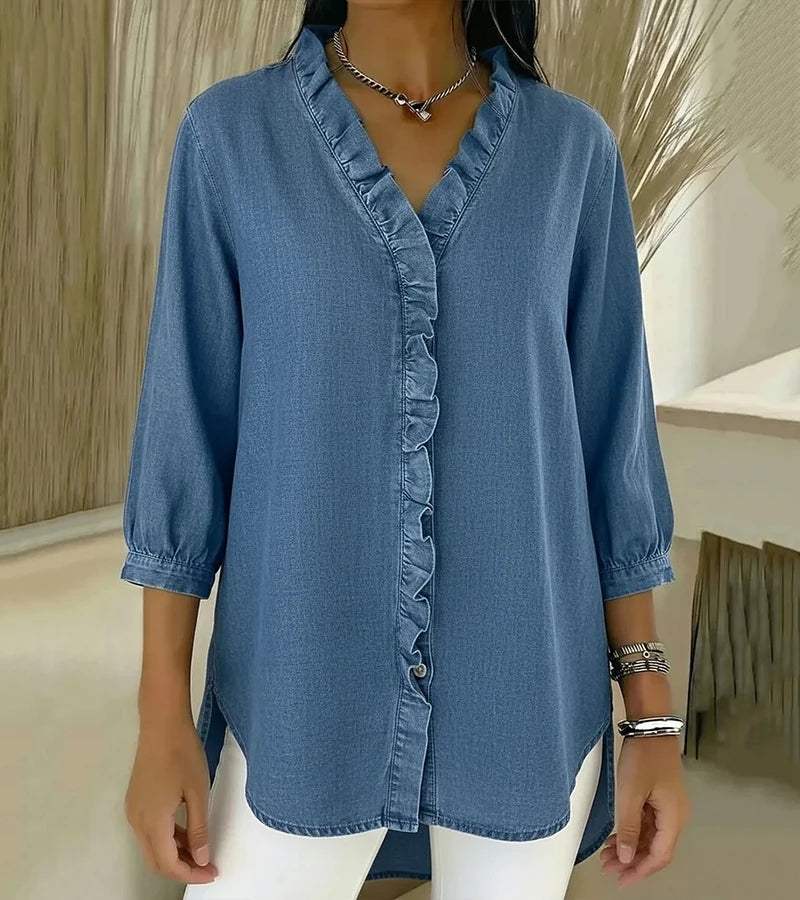 CLAIRE LYON | BLOUSE EN DENIM COL V POUR FEMME