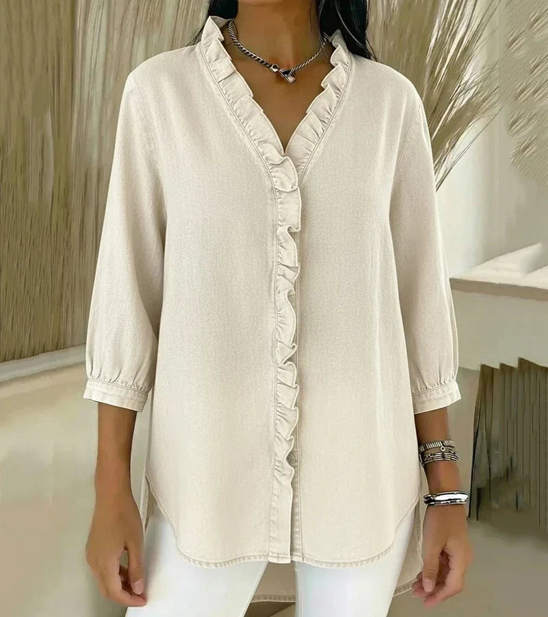 CLAIRE LYON | BLOUSE EN DENIM COL V POUR FEMME