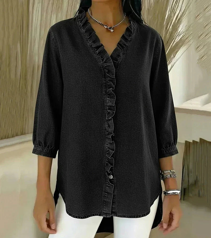 CLAIRE LYON | BLOUSE EN DENIM COL V POUR FEMME