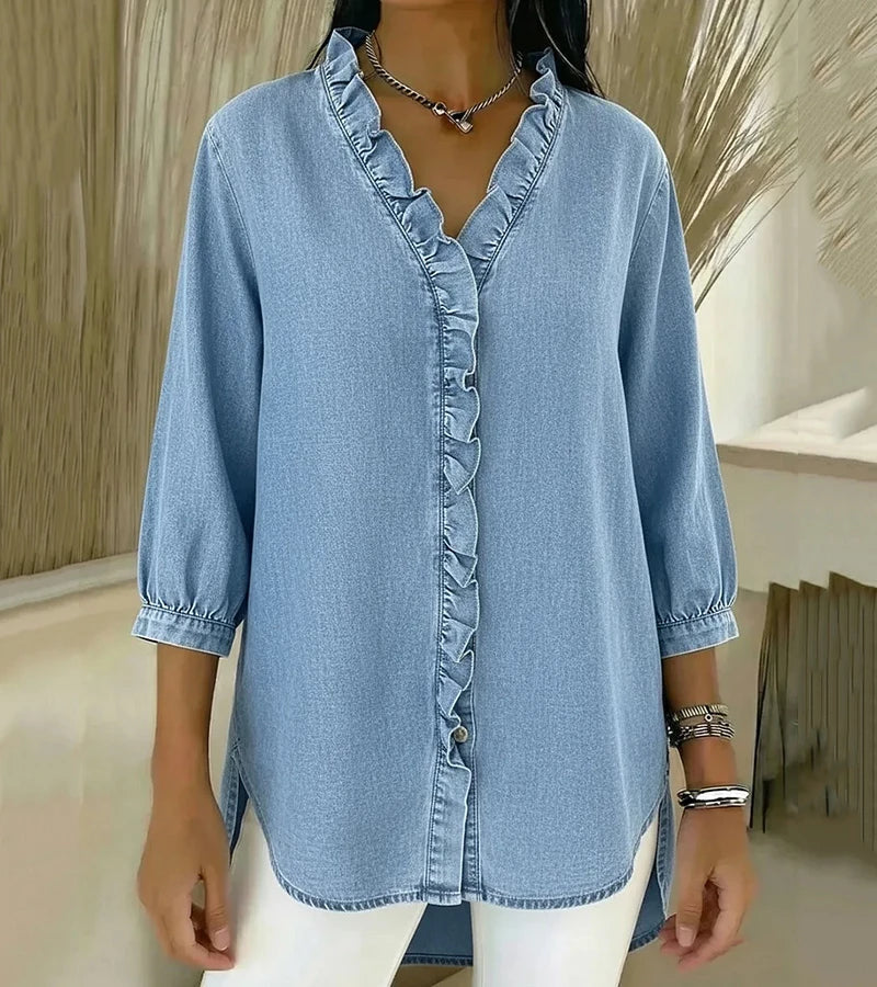 CLAIRE LYON | BLOUSE EN DENIM COL V POUR FEMME