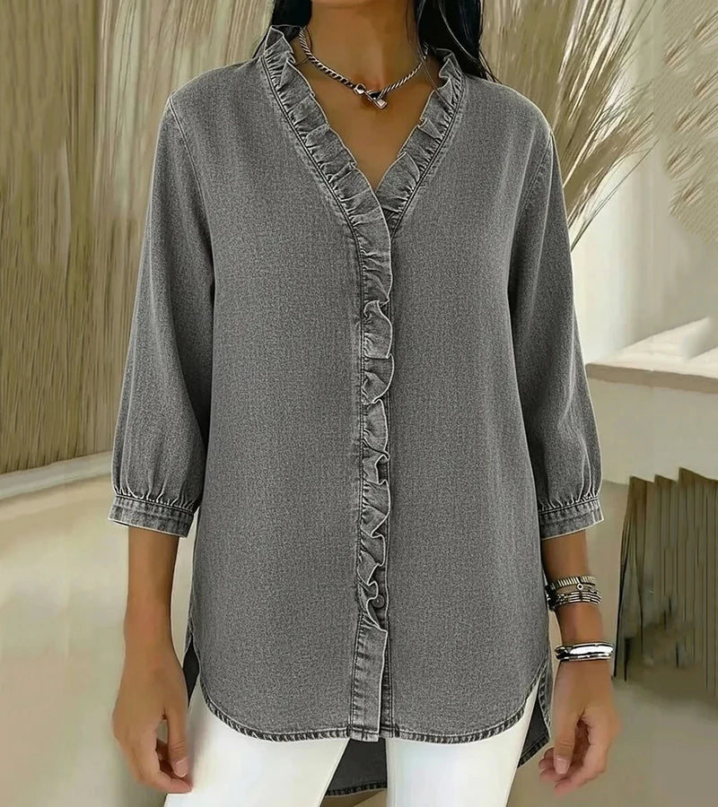 CLAIRE LYON | BLOUSE EN DENIM COL V POUR FEMME
